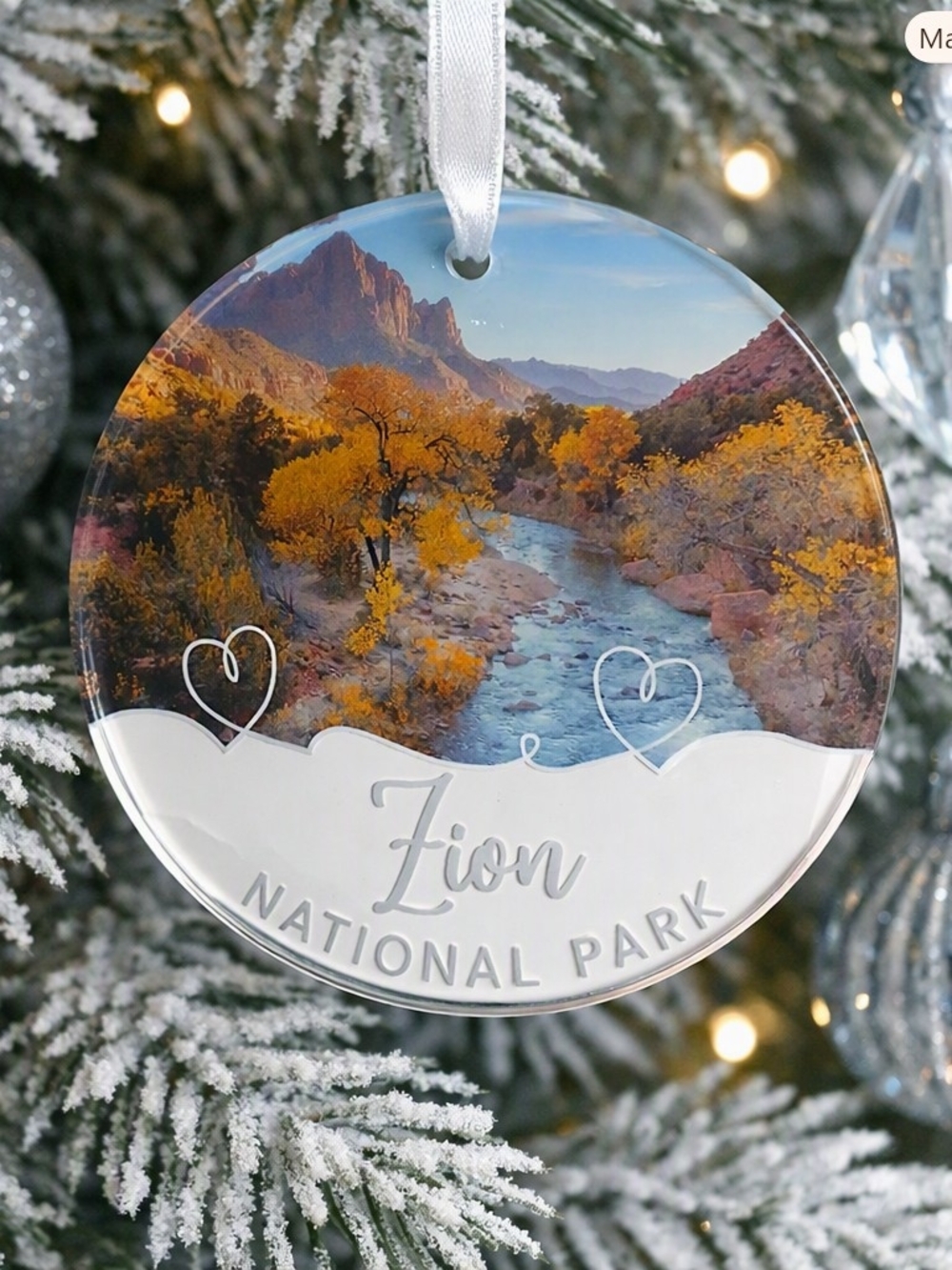Zion National Park Scenic Glass Ornament Christmas Holiday Souvenir Gift Utah